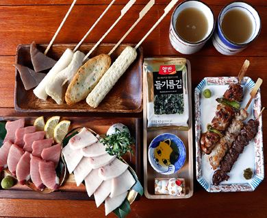 야키토리 3종 +수제쌀어묵+ 참치사시미 <이자카야 세트>